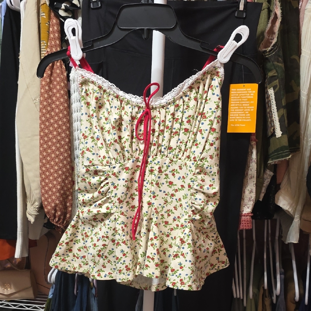 Free People Floral Lace-Trimmed Women's Top